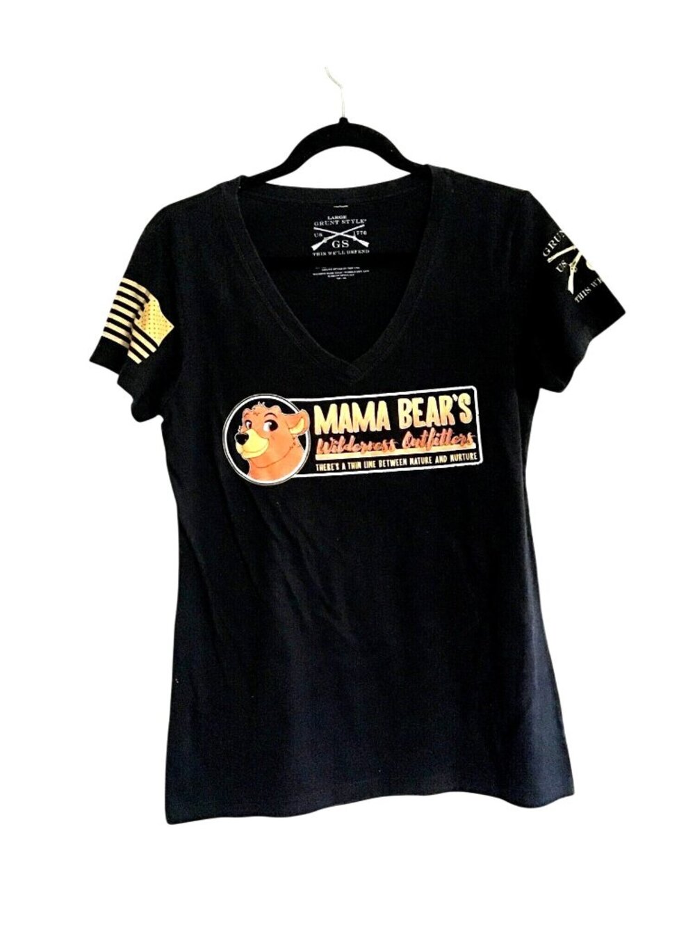 GRUNT STYLE- WOMENS BLACK GRAPHIC CREW NECK SHORT SLEEVE T-SHIRT SIZE LARGE